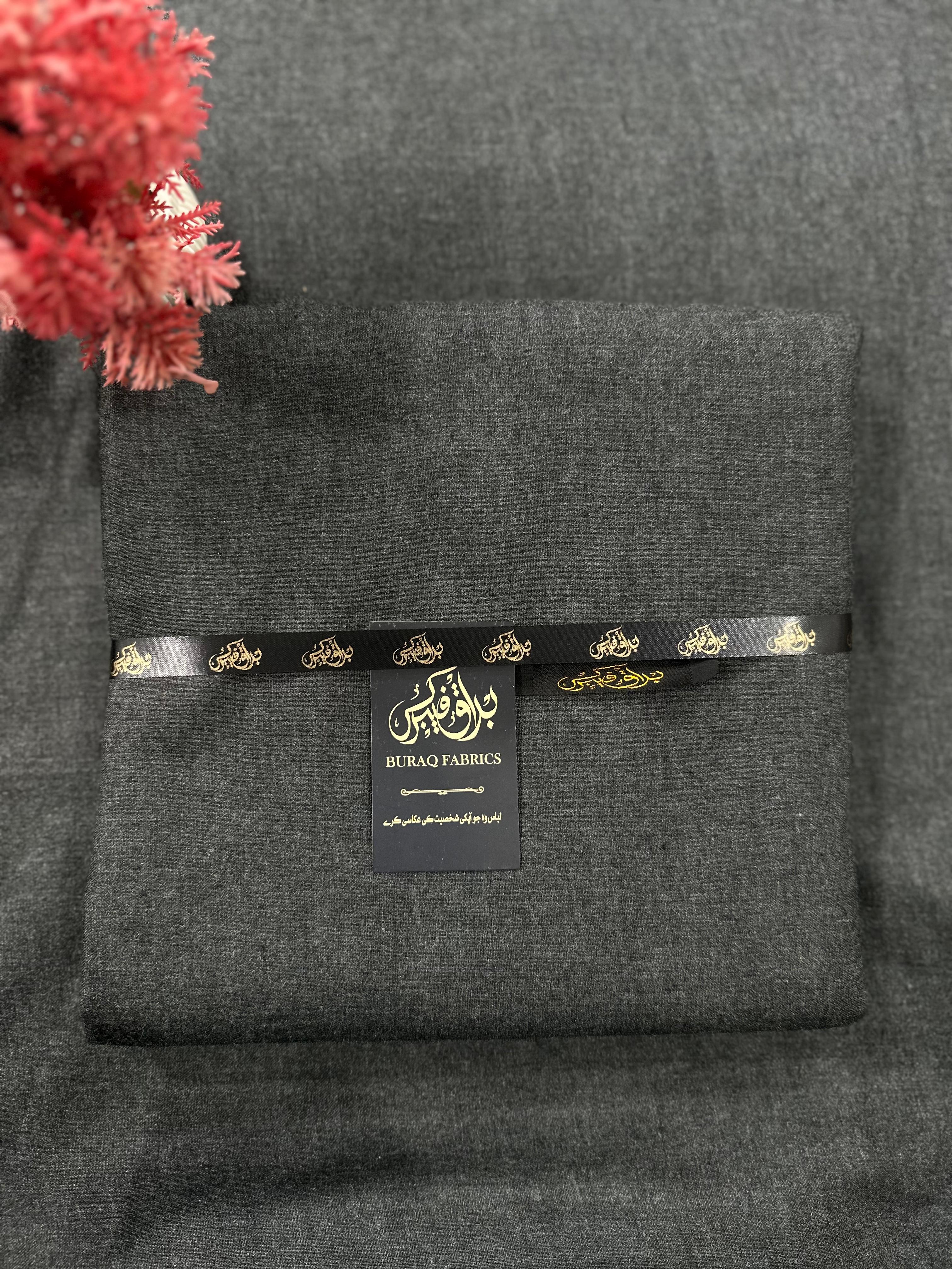 Premium Wool Fabric, Plain-Carbon Grey, Wool Blend